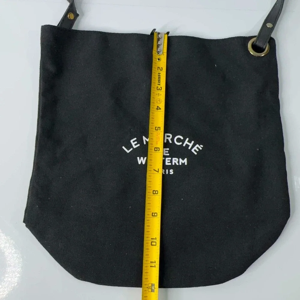 Le Marche de Whiterm Paris Black Canvas Shoulder Bag Crossbody Market Tote Luxe